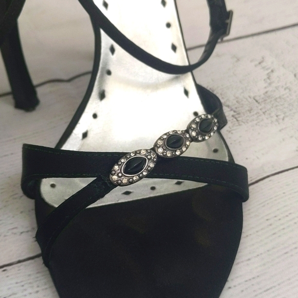 BCBGirls Black Satin Ankle Strap Sandals - Size 8 - Picture 8 of 14